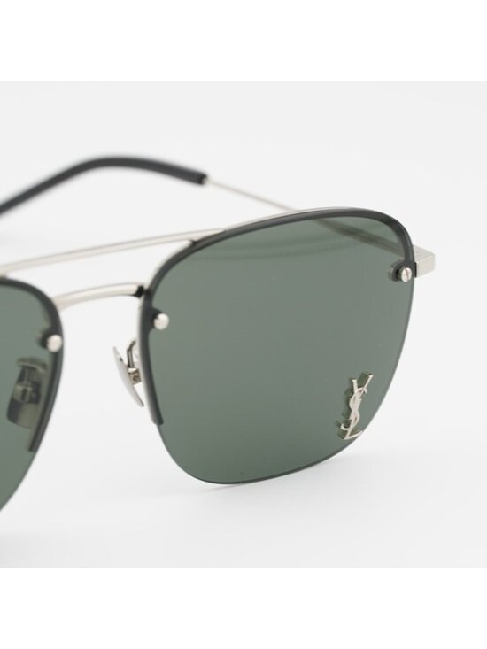Saint Laurent SL309M 006 Sunglasses Silver Aviator Frame, Grey Lenses main image 4